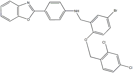 N-[4-(1,3-benzoxazol-2-yl)phenyl]-N-{5-bromo-2-[(2,4-dichlorobenzyl)oxy]benzyl}amine 化学構造式