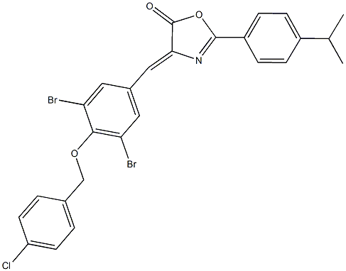 4-{3,5-dibromo-4-[(4-chlorobenzyl)oxy]benzylidene}-2-(4-isopropylphenyl)-1,3-oxazol-5(4H)-one 结构式