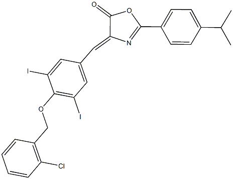 4-{4-[(2-chlorobenzyl)oxy]-3,5-diiodobenzylidene}-2-(4-isopropylphenyl)-1,3-oxazol-5(4H)-one Structure