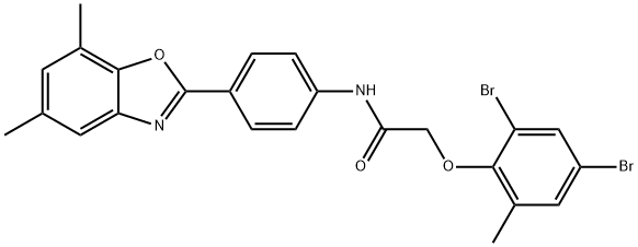 2-(2,4-dibromo-6-methylphenoxy)-N-[4-(5,7-dimethyl-1,3-benzoxazol-2-yl)phenyl]acetamide Struktur