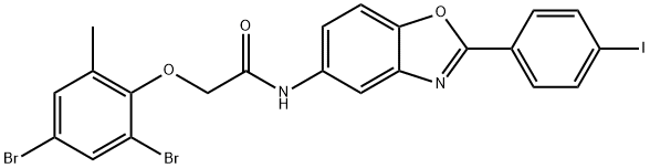 2-(2,4-dibromo-6-methylphenoxy)-N-[2-(4-iodophenyl)-1,3-benzoxazol-5-yl]acetamide,445416-74-0,结构式