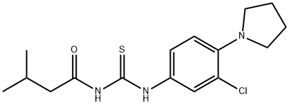 N-[3-chloro-4-(1-pyrrolidinyl)phenyl]-N'-(3-methylbutanoyl)thiourea Struktur