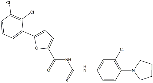 N-(3-chloro-4-pyrrolidin-1-ylphenyl)-N'-[5-(2,3-dichlorophenyl)-2-furoyl]thiourea Structure