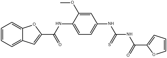 N-(4-{[(2-furoylamino)carbothioyl]amino}-2-methoxyphenyl)-1-benzofuran-2-carboxamide Struktur