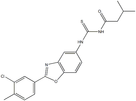 N-[2-(3-chloro-4-methylphenyl)-1,3-benzoxazol-5-yl]-N'-(3-methylbutanoyl)thiourea Struktur