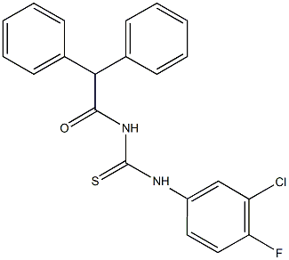 N-(3-chloro-4-fluorophenyl)-N'-(diphenylacetyl)thiourea Structure