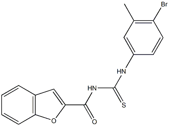 N-(1-benzofuran-2-ylcarbonyl)-N'-(4-bromo-3-methylphenyl)thiourea Struktur