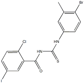 N-(4-bromo-3-methylphenyl)-N'-(2-chloro-5-iodobenzoyl)thiourea 结构式