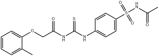 N-acetyl-4-[({[(2-methylphenoxy)acetyl]amino}carbothioyl)amino]benzenesulfonamide Structure