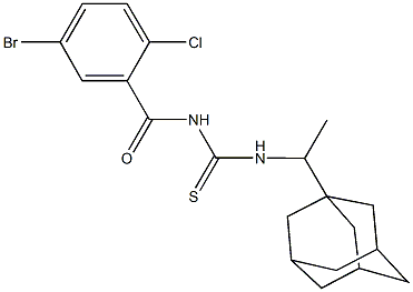 N-[1-(1-adamantyl)ethyl]-N'-(5-bromo-2-chlorobenzoyl)thiourea 化学構造式