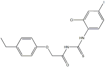 N-(2-chloro-4-iodophenyl)-N'-[(4-ethylphenoxy)acetyl]thiourea 化学構造式