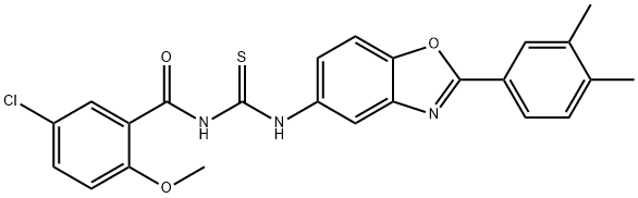 N-(5-chloro-2-methoxybenzoyl)-N'-[2-(3,4-dimethylphenyl)-1,3-benzoxazol-5-yl]thiourea Struktur