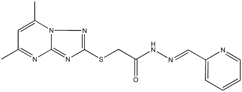 2-[(5,7-dimethyl[1,2,4]triazolo[1,5-a]pyrimidin-2-yl)sulfanyl]-N'-(2-pyridinylmethylene)acetohydrazide 化学構造式