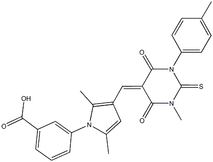 3-{2,5-dimethyl-3-[(1-methyl-3-(4-methylphenyl)-4,6-dioxo-2-thioxotetrahydro-5(2H)-pyrimidinylidene)methyl]-1H-pyrrol-1-yl}benzoic acid|