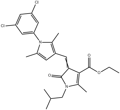 ethyl 4-{[1-(3,5-dichlorophenyl)-2,5-dimethyl-1H-pyrrol-3-yl]methylene}-1-isobutyl-2-methyl-5-oxo-4,5-dihydro-1H-pyrrole-3-carboxylate 结构式