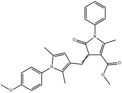 methyl 4-{[1-(4-methoxyphenyl)-2,5-dimethyl-1H-pyrrol-3-yl]methylene}-2-methyl-5-oxo-1-phenyl-4,5-dihydro-1H-pyrrole-3-carboxylate 化学構造式
