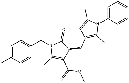 methyl 4-[(2,5-dimethyl-1-phenyl-1H-pyrrol-3-yl)methylene]-2-methyl-1-(4-methylbenzyl)-5-oxo-4,5-dihydro-1H-pyrrole-3-carboxylate Struktur