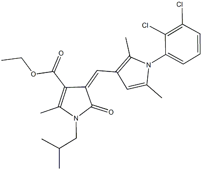 ethyl 4-{[1-(2,3-dichlorophenyl)-2,5-dimethyl-1H-pyrrol-3-yl]methylene}-1-isobutyl-2-methyl-5-oxo-4,5-dihydro-1H-pyrrole-3-carboxylate,445421-31-8,结构式