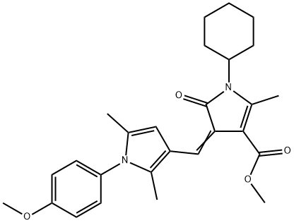 methyl 1-cyclohexyl-4-{[1-(4-methoxyphenyl)-2,5-dimethyl-1H-pyrrol-3-yl]methylene}-2-methyl-5-oxo-4,5-dihydro-1H-pyrrole-3-carboxylate,445421-32-9,结构式