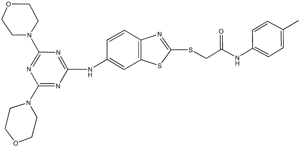 445421-73-8 2-[(6-{[4,6-di(4-morpholinyl)-1,3,5-triazin-2-yl]amino}-1,3-benzothiazol-2-yl)sulfanyl]-N-(4-methylphenyl)acetamide