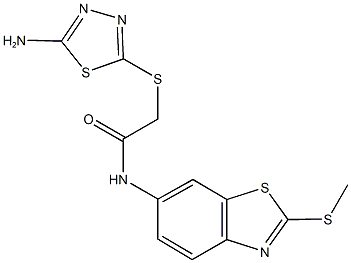 2-[(5-amino-1,3,4-thiadiazol-2-yl)sulfanyl]-N-[2-(methylsulfanyl)-1,3-benzothiazol-6-yl]acetamide 结构式