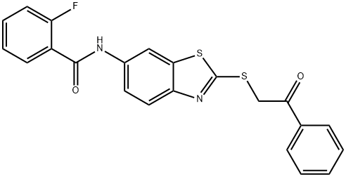 2-fluoro-N-{2-[(2-oxo-2-phenylethyl)sulfanyl]-1,3-benzothiazol-6-yl}benzamide,445422-28-6,结构式