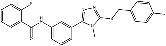 2-fluoro-N-(3-{4-methyl-5-[(4-methylbenzyl)sulfanyl]-4H-1,2,4-triazol-3-yl}phenyl)benzamide,445422-43-5,结构式