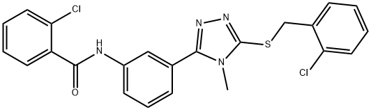 2-chloro-N-(3-{5-[(2-chlorobenzyl)sulfanyl]-4-methyl-4H-1,2,4-triazol-3-yl}phenyl)benzamide,445422-44-6,结构式