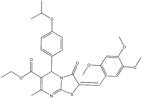 ethyl 5-(4-isopropoxyphenyl)-7-methyl-3-oxo-2-(2,4,5-trimethoxybenzylidene)-2,3-dihydro-5H-[1,3]thiazolo[3,2-a]pyrimidine-6-carboxylate Structure