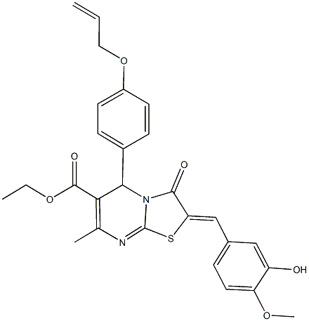 ethyl 5-[4-(allyloxy)phenyl]-2-(3-hydroxy-4-methoxybenzylidene)-7-methyl-3-oxo-2,3-dihydro-5H-[1,3]thiazolo[3,2-a]pyrimidine-6-carboxylate Structure