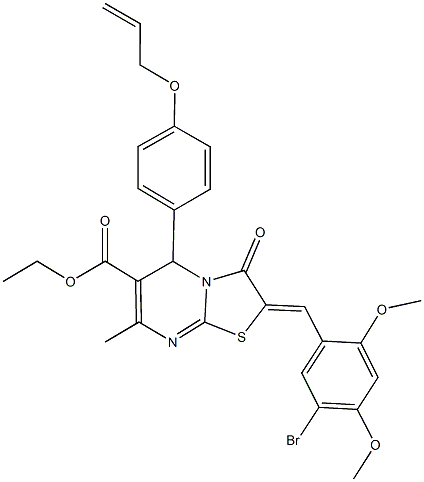 ethyl 5-[4-(allyloxy)phenyl]-2-(5-bromo-2,4-dimethoxybenzylidene)-7-methyl-3-oxo-2,3-dihydro-5H-[1,3]thiazolo[3,2-a]pyrimidine-6-carboxylate 结构式