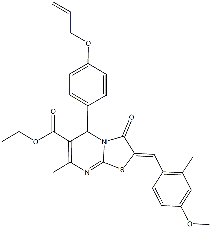 445426-09-5 ethyl 5-[4-(allyloxy)phenyl]-2-(4-methoxy-2-methylbenzylidene)-7-methyl-3-oxo-2,3-dihydro-5H-[1,3]thiazolo[3,2-a]pyrimidine-6-carboxylate