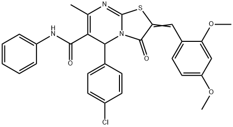 5-(4-chlorophenyl)-2-(2,4-dimethoxybenzylidene)-7-methyl-3-oxo-N-phenyl-2,3-dihydro-5H-[1,3]thiazolo[3,2-a]pyrimidine-6-carboxamide,445426-14-2,结构式