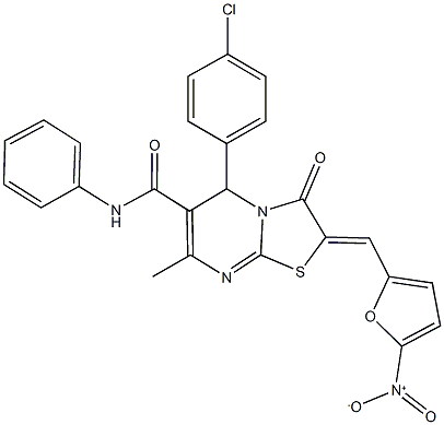 5-(4-chlorophenyl)-2-({5-nitro-2-furyl}methylene)-7-methyl-3-oxo-N-phenyl-2,3-dihydro-5H-[1,3]thiazolo[3,2-a]pyrimidine-6-carboxamide 结构式