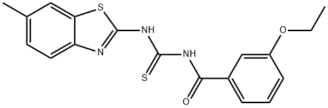 N-(3-ethoxybenzoyl)-N'-(6-methyl-1,3-benzothiazol-2-yl)thiourea 化学構造式