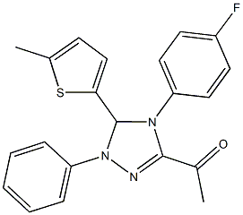 1-[4-(4-fluorophenyl)-5-(5-methyl-2-thienyl)-1-phenyl-4,5-dihydro-1H-1,2,4-triazol-3-yl]ethanone 结构式