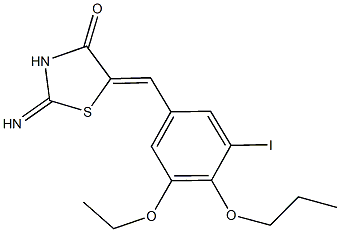 5-(3-ethoxy-5-iodo-4-propoxybenzylidene)-2-imino-1,3-thiazolidin-4-one Struktur