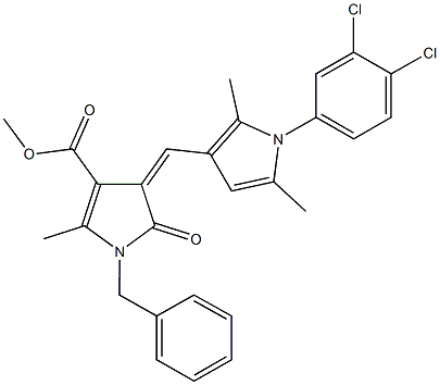 methyl 1-benzyl-4-{[1-(3,4-dichlorophenyl)-2,5-dimethyl-1H-pyrrol-3-yl]methylene}-2-methyl-5-oxo-4,5-dihydro-1H-pyrrole-3-carboxylate Struktur