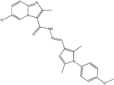 6-chloro-N'-{[1-(4-methoxyphenyl)-2,5-dimethyl-1H-pyrrol-3-yl]methylene}-2-methylimidazo[1,2-a]pyridine-3-carbohydrazide 化学構造式