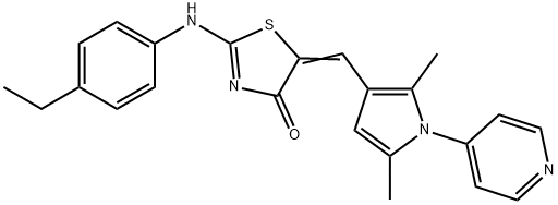 5-{[2,5-dimethyl-1-(4-pyridinyl)-1H-pyrrol-3-yl]methylene}-2-[(4-ethylphenyl)imino]-1,3-thiazolidin-4-one 结构式