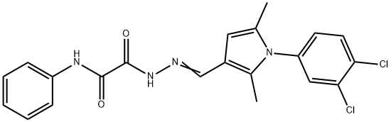 2-(2-{[1-(3,4-dichlorophenyl)-2,5-dimethyl-1H-pyrrol-3-yl]methylene}hydrazino)-2-oxo-N-phenylacetamide Struktur