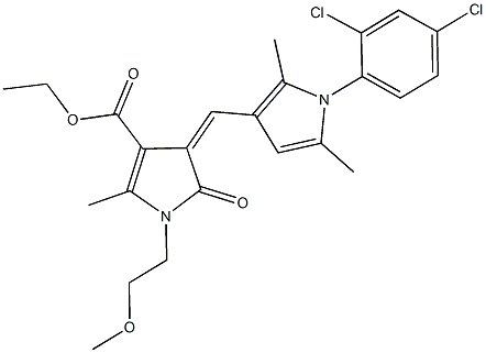 ethyl 4-{[1-(2,4-dichlorophenyl)-2,5-dimethyl-1H-pyrrol-3-yl]methylene}-1-(2-methoxyethyl)-2-methyl-5-oxo-4,5-dihydro-1H-pyrrole-3-carboxylate 化学構造式