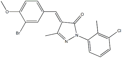 4-(3-bromo-4-methoxybenzylidene)-2-(3-chloro-2-methylphenyl)-5-methyl-2,4-dihydro-3H-pyrazol-3-one 化学構造式
