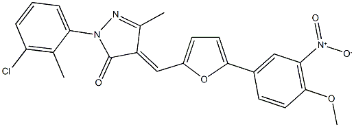 2-(3-chloro-2-methylphenyl)-4-[(5-{3-nitro-4-methoxyphenyl}-2-furyl)methylene]-5-methyl-2,4-dihydro-3H-pyrazol-3-one|