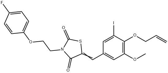 5-[4-(allyloxy)-3-iodo-5-methoxybenzylidene]-3-[2-(4-fluorophenoxy)ethyl]-1,3-thiazolidine-2,4-dione Structure