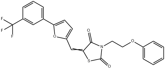 3-(2-phenoxyethyl)-5-({5-[3-(trifluoromethyl)phenyl]-2-furyl}methylene)-1,3-thiazolidine-2,4-dione Structure