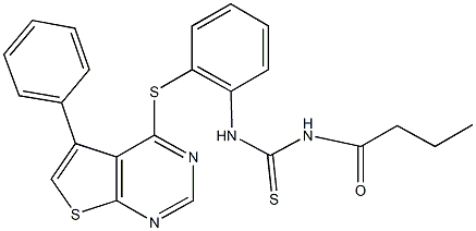 N-butyryl-N'-{2-[(5-phenylthieno[2,3-d]pyrimidin-4-yl)sulfanyl]phenyl}thiourea Structure