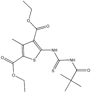 diethyl 5-({[(2,2-dimethylpropanoyl)amino]carbothioyl}amino)-3-methyl-2,4-thiophenedicarboxylate,445436-52-2,结构式