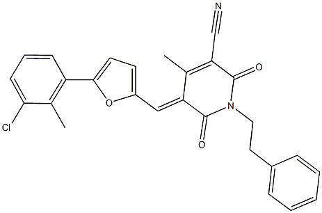 445455-86-7 5-{[5-(3-chloro-2-methylphenyl)-2-furyl]methylene}-4-methyl-2,6-dioxo-1-(2-phenylethyl)-1,2,5,6-tetrahydro-3-pyridinecarbonitrile