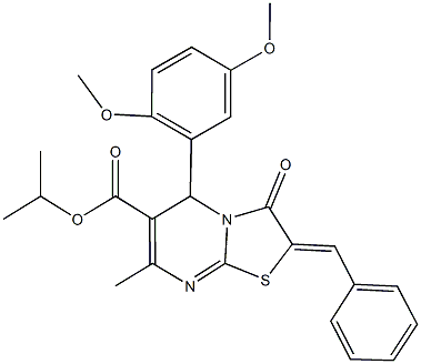 isopropyl 2-benzylidene-5-(2,5-dimethoxyphenyl)-7-methyl-3-oxo-2,3-dihydro-5H-[1,3]thiazolo[3,2-a]pyrimidine-6-carboxylate 结构式